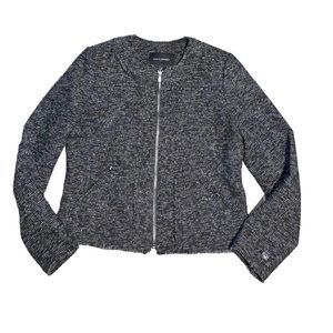 BANANA REPUBLIC: Zip-Up Crop Tweed Jacket - Size 8
